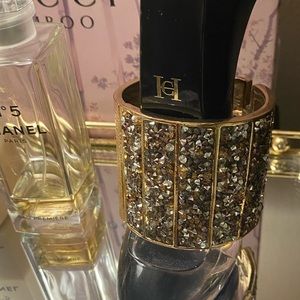 Charming Charlie Gold Hinged Wide Cuff Bracelet